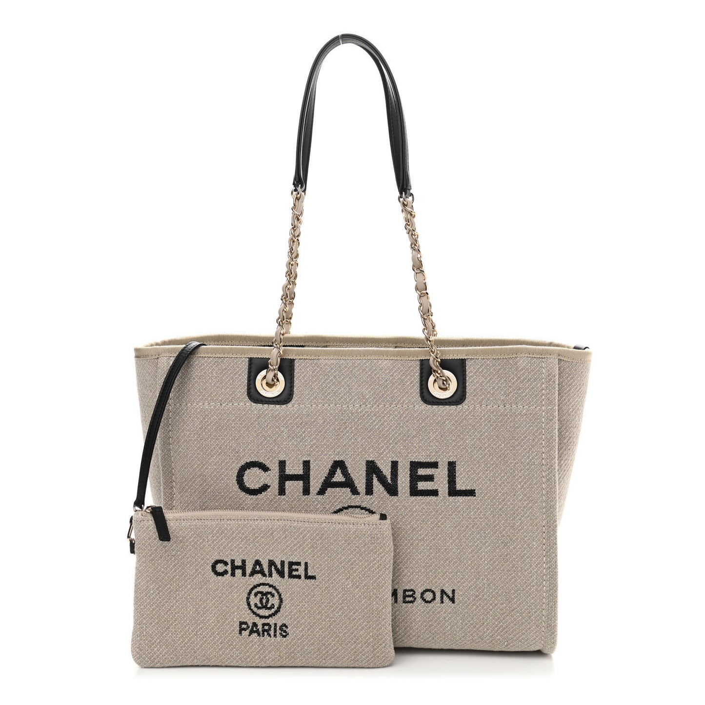 Mixed Fibers Deauville Tote Beige Black