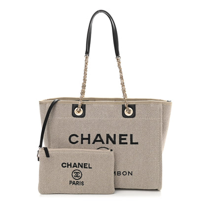 Chanel Mixed Fibers Deauville Tote Beige Black 1 of 12
