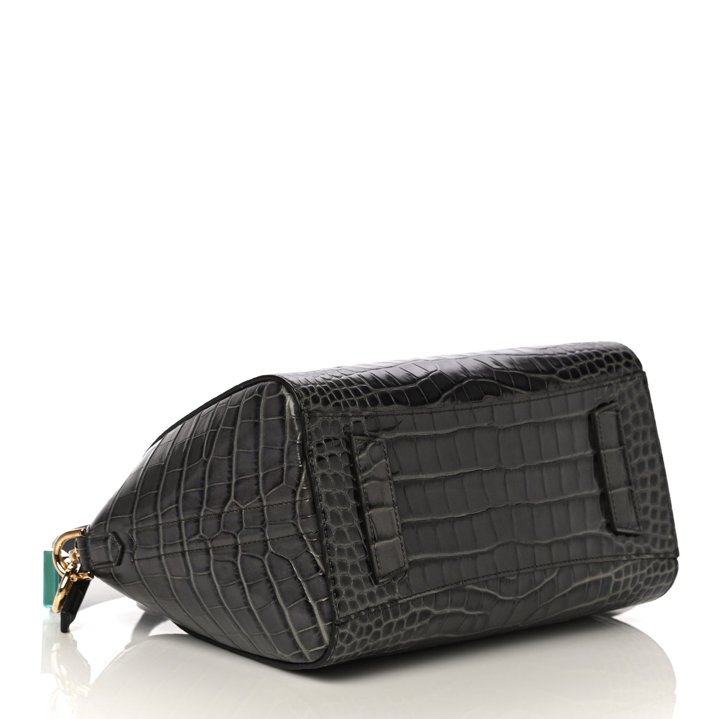 Calfskin Crocodile Embossed Small Antigona Storm Grey