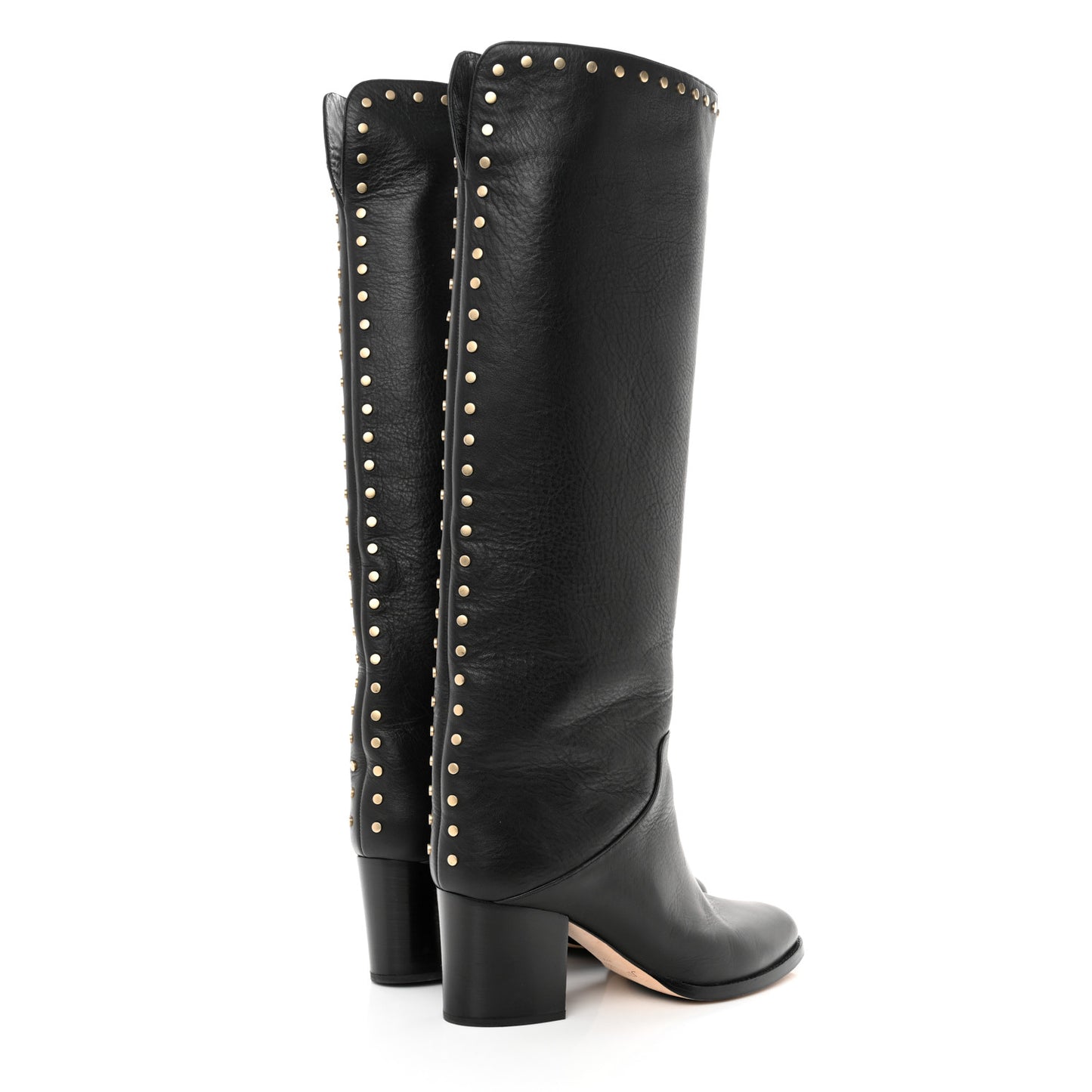 Calfskin Studded Monroe 65 Knee High Boots 38 Black