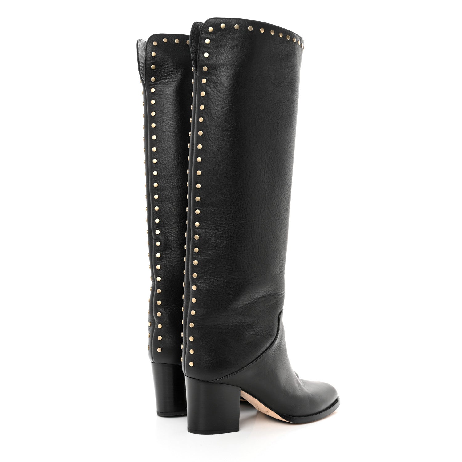 Jimmy Choo Calfskin Studded Monroe 65 Knee High Boots 38 Black 4 of 10