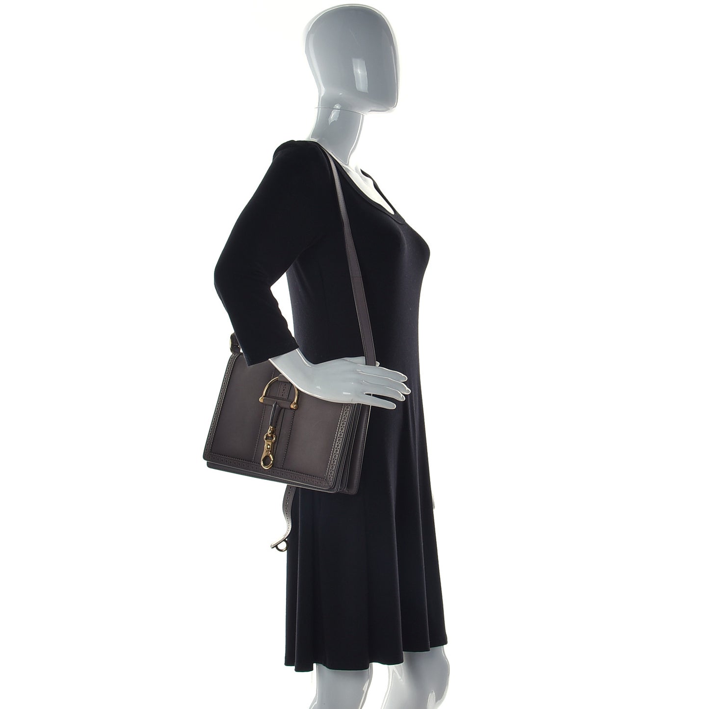 Calfskin Duilio Brogue Crossbody Bag Grey