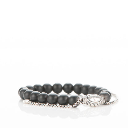 David Yurman Sterling Silver Black Onyx 8mm Spiritual Beads Adjustable Bracelet 3 of 4