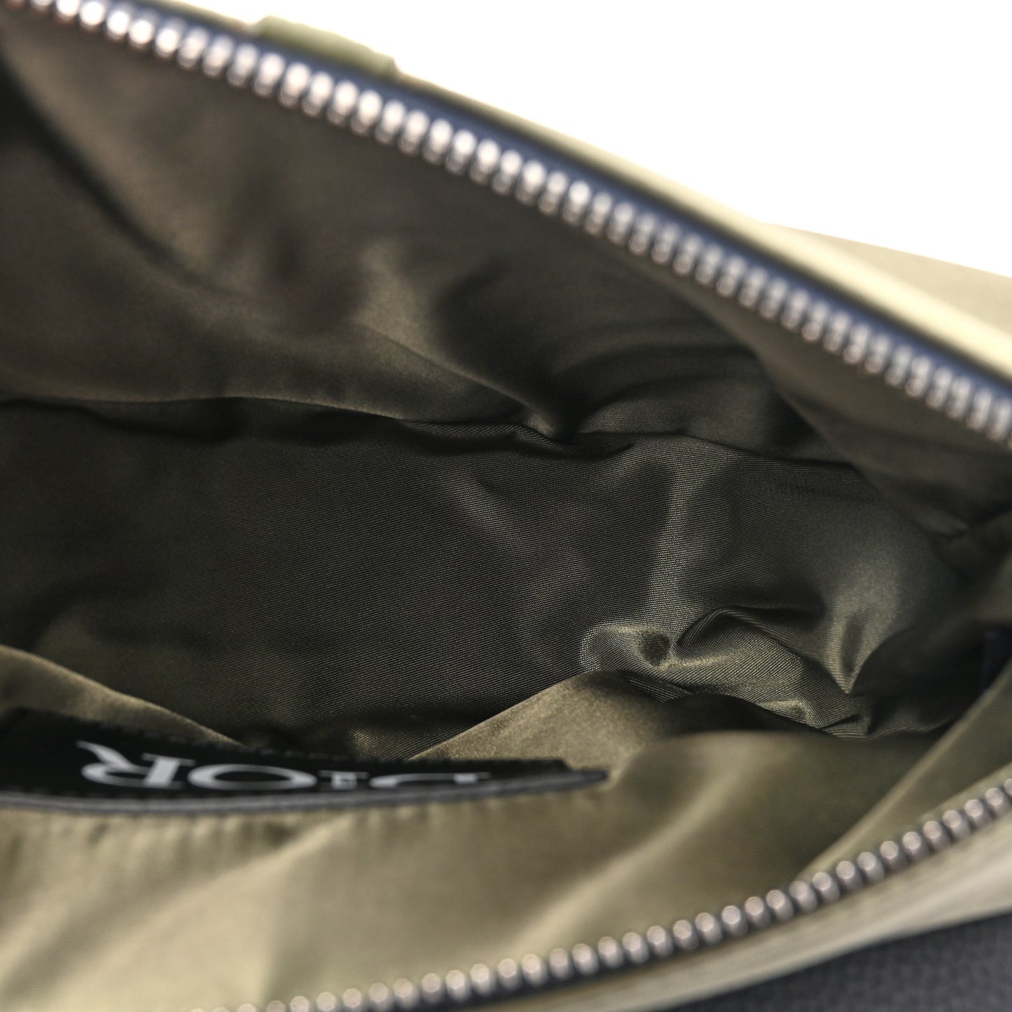 X SACAI Grained Calfskin Technical Fabric Mens Saddle Bag Olive Navy Blue