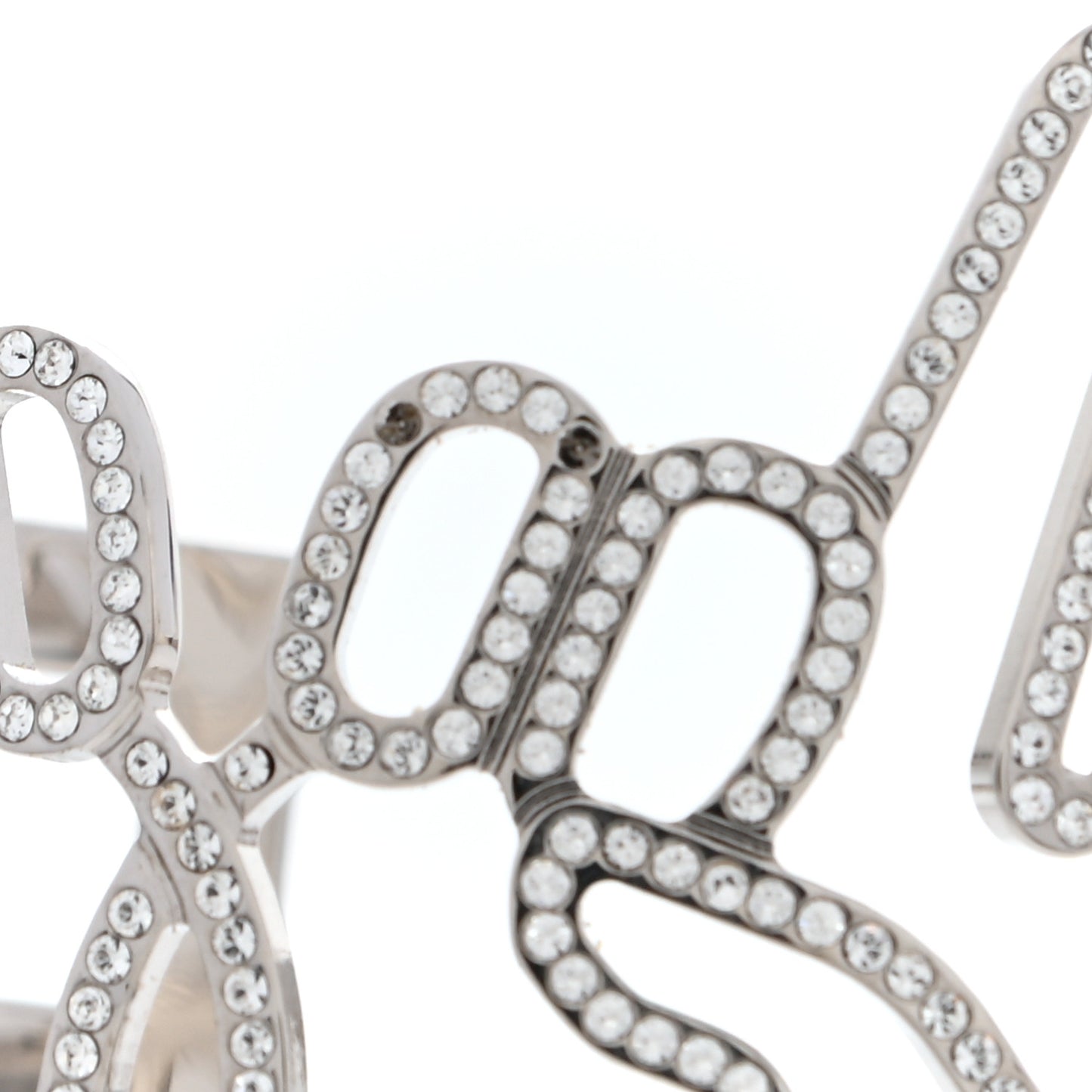 Crystal Peace Sign Emoji Bangle Bracelet Silver