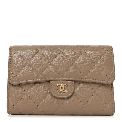 Chanel Caviar Quilted Medium Flap Wallet Beige 1 of 10
