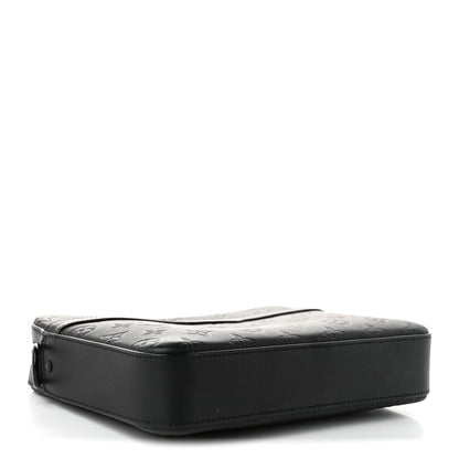 Louis Vuitton Calfskin Monogram Shadow Trio Messenger Black 3 of 8