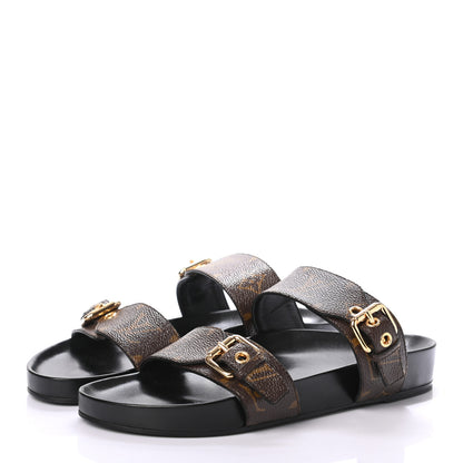 Louis Vuitton Monogram Bom Dia Mule Sandals 39 Black 2 of 6