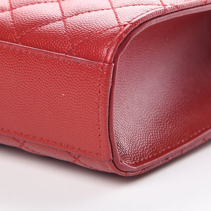 Saint Laurent Grain De Poudre Textured Mixed Matelasse Triquilt Medium Monogram Satchel New Red 9 of 9