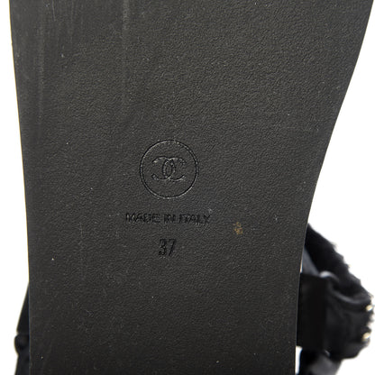 Chanel Lambskin Chain Sandals 37 Black 7 of 9
