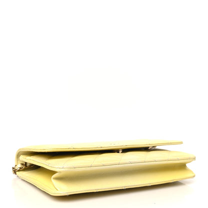 Chanel Cloudy Pearly Goatskin Quilted Wallet on Chain WOC Jaune 4 of 12