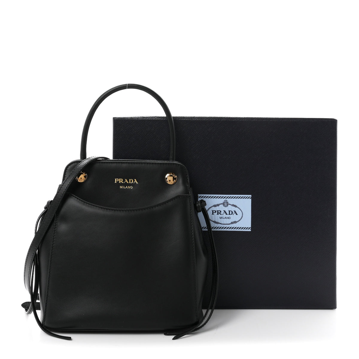 Calfskin Mini Carry Shoulder Bag Black