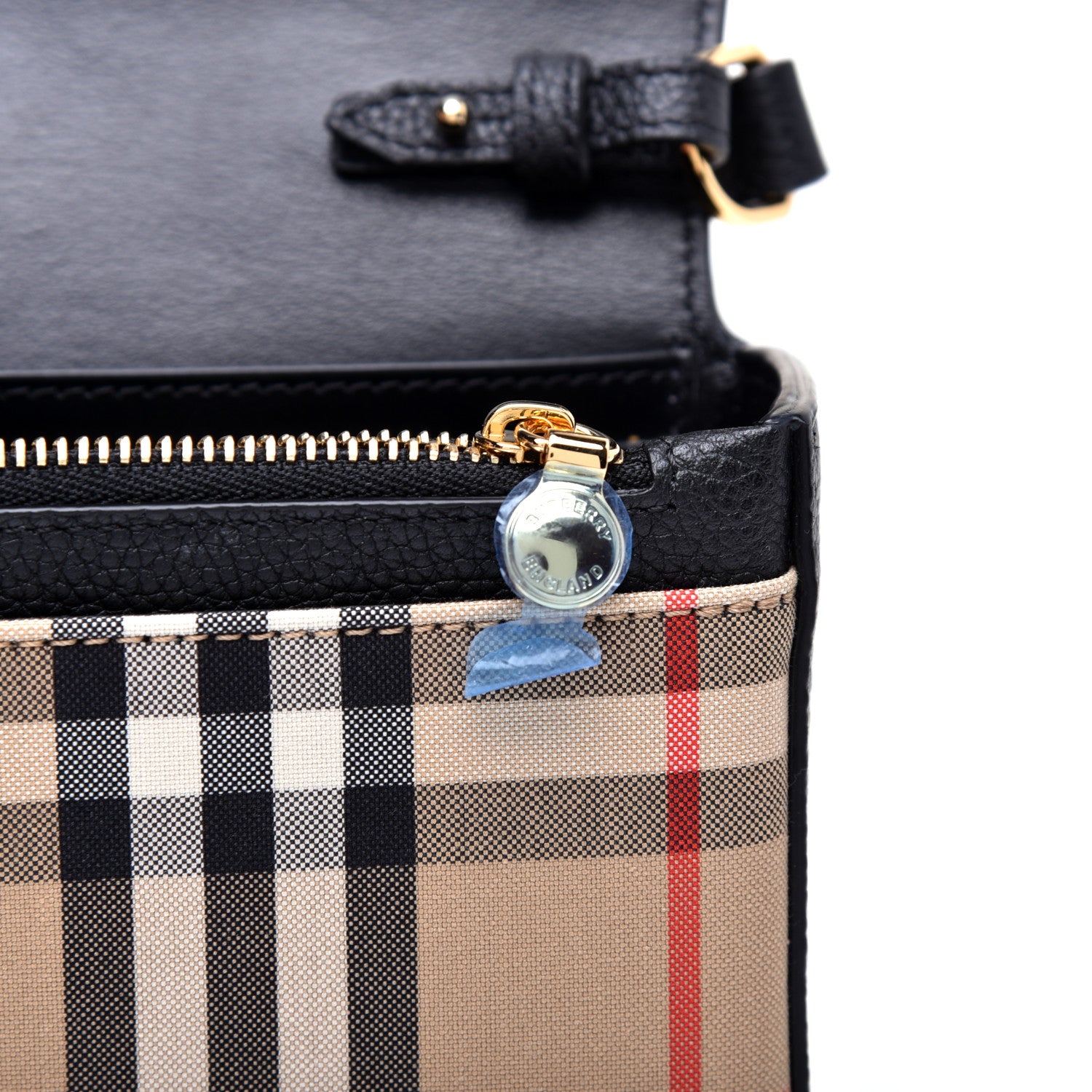 Burberry Grainy Calfskin Vintage Check Hampshire Crossbody Black 9 of 10