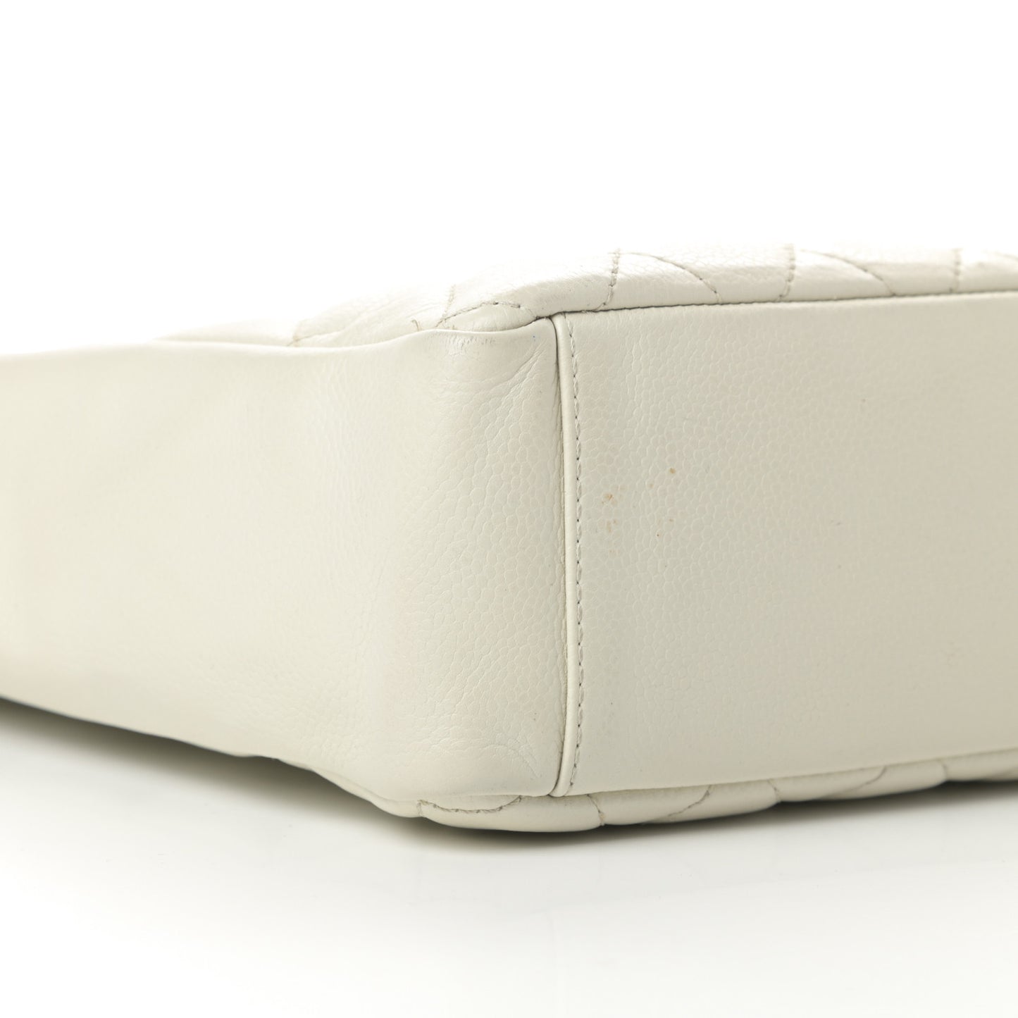 Caviar Quilted Petit Shopping Tote PST White