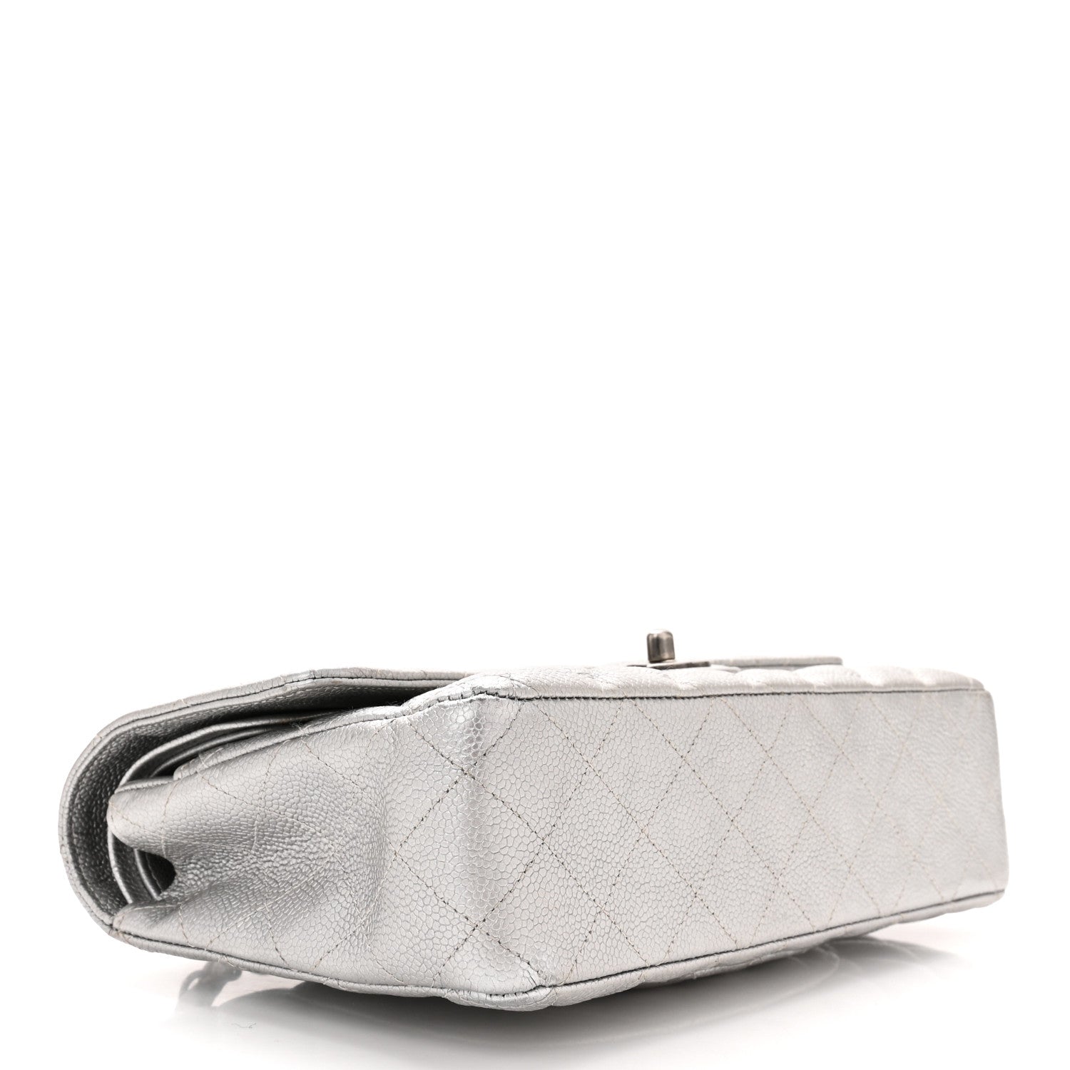 Chanel Metallic Caviar Quilted Medium Double Flap Silver 4 of 10