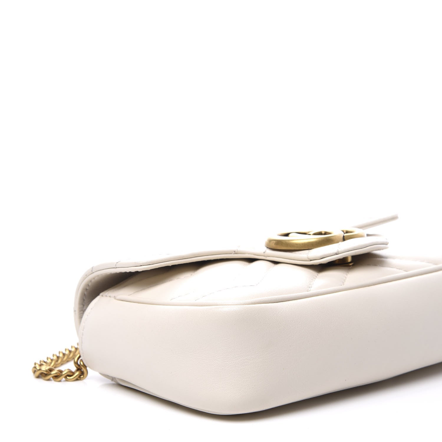 Gucci Calfskin Matelasse Super Mini GG Marmont Shoulder Bag White 5 of 11