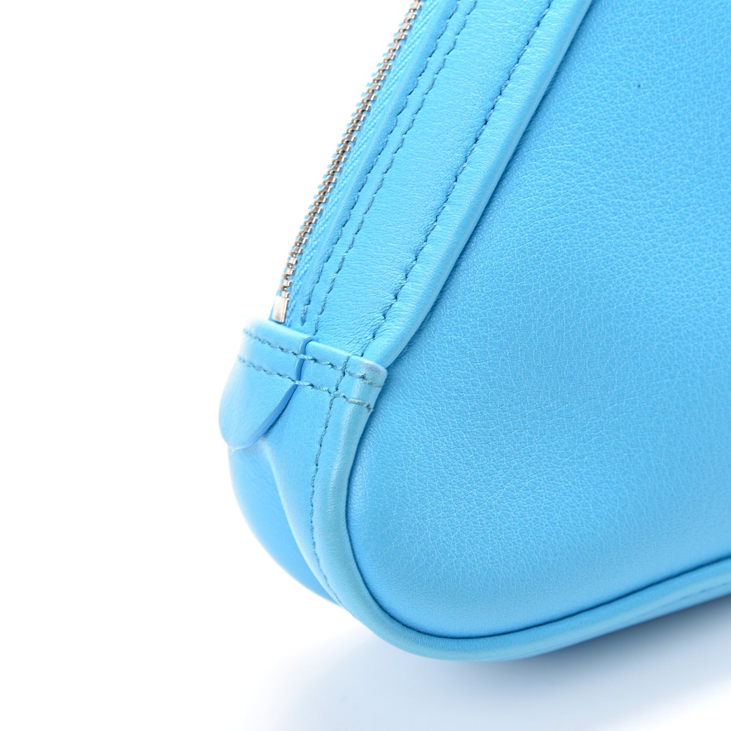 Calfskin M Triangle Pouch Baby Blue
