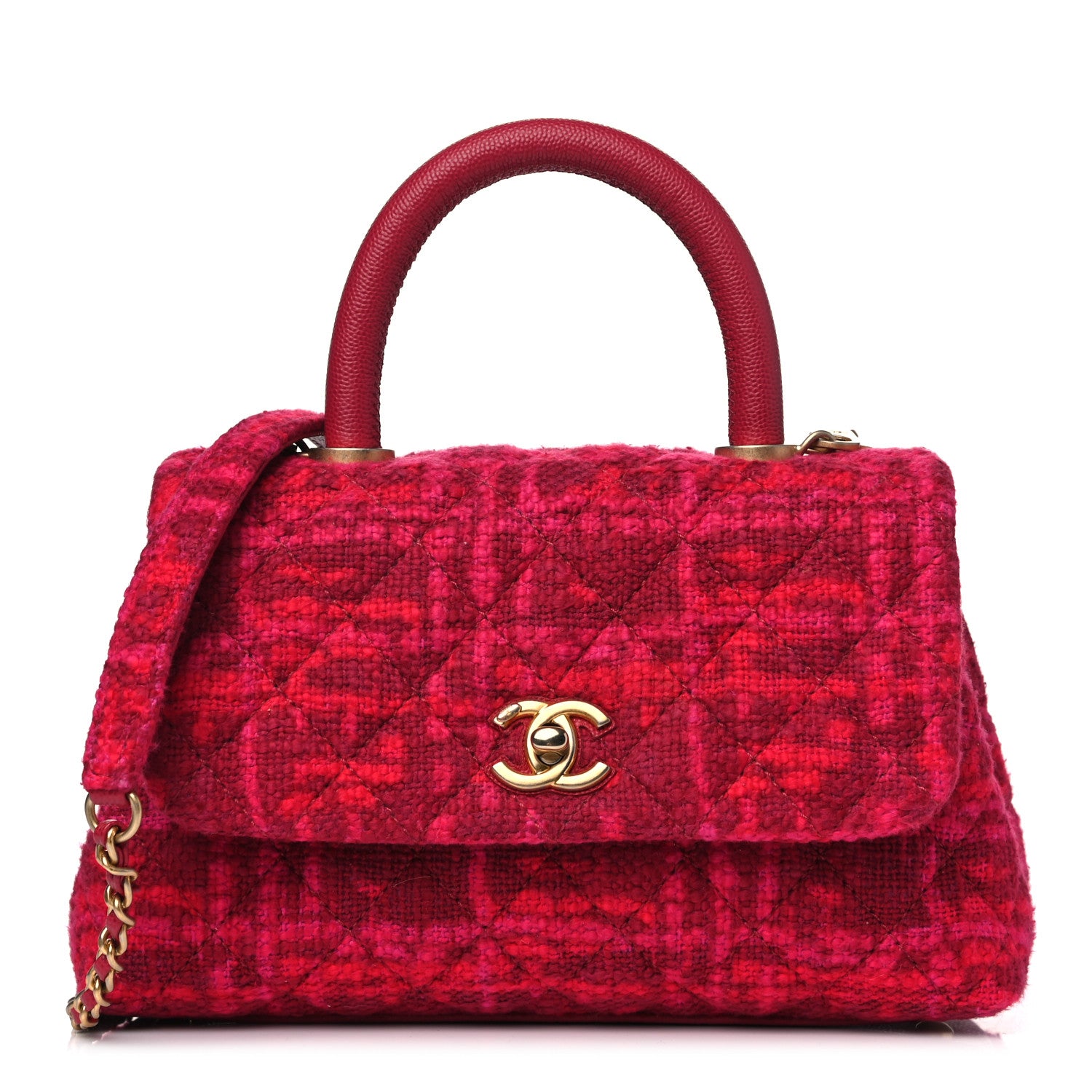 Chanel Tweed Mini Coco Handle Flap Fuchsia 1 of 14