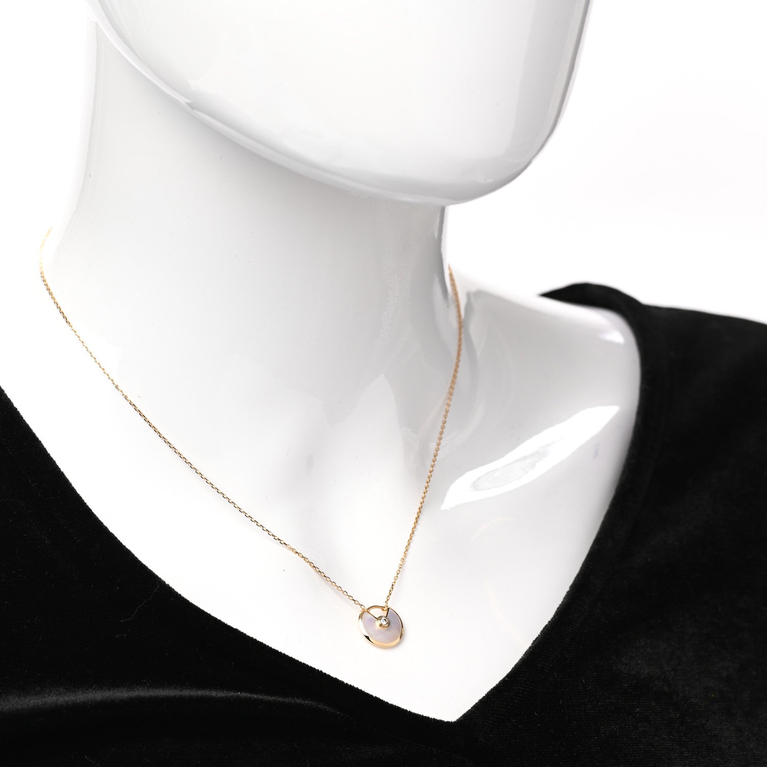 Cartier 18K Yellow Gold Diamond Mother of Pearl XS Amulette de Cartier Pendant Necklace 2 of 5