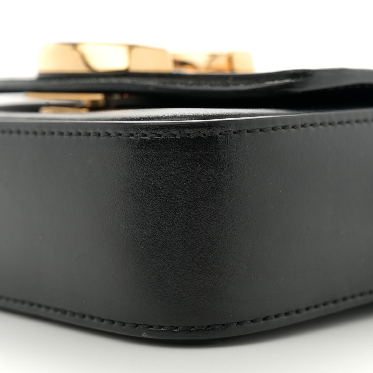 Shiny Calfskin Suede Mini C Double Carry Black