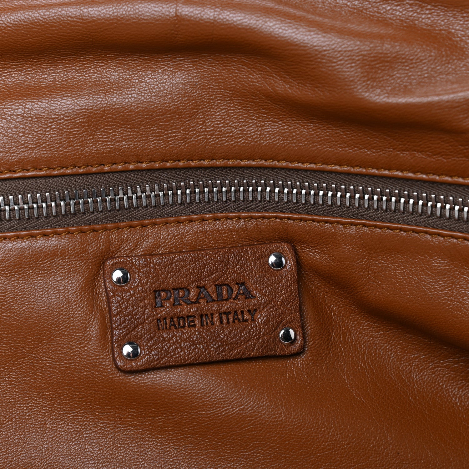 Prada Washed Buffalo Frame Bag Brandy 6 of 9