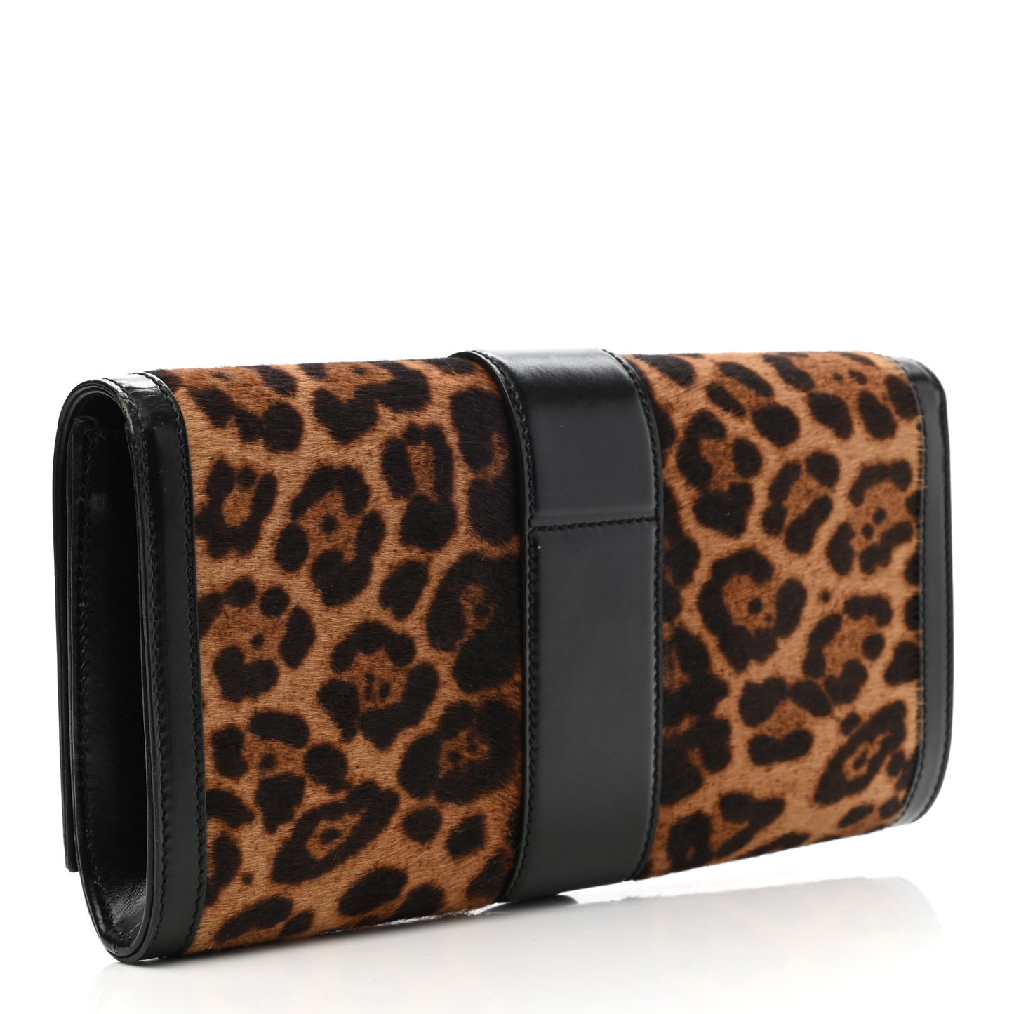 Calf Hair Jaguar Printed Small Lady Buckle Clutch Black