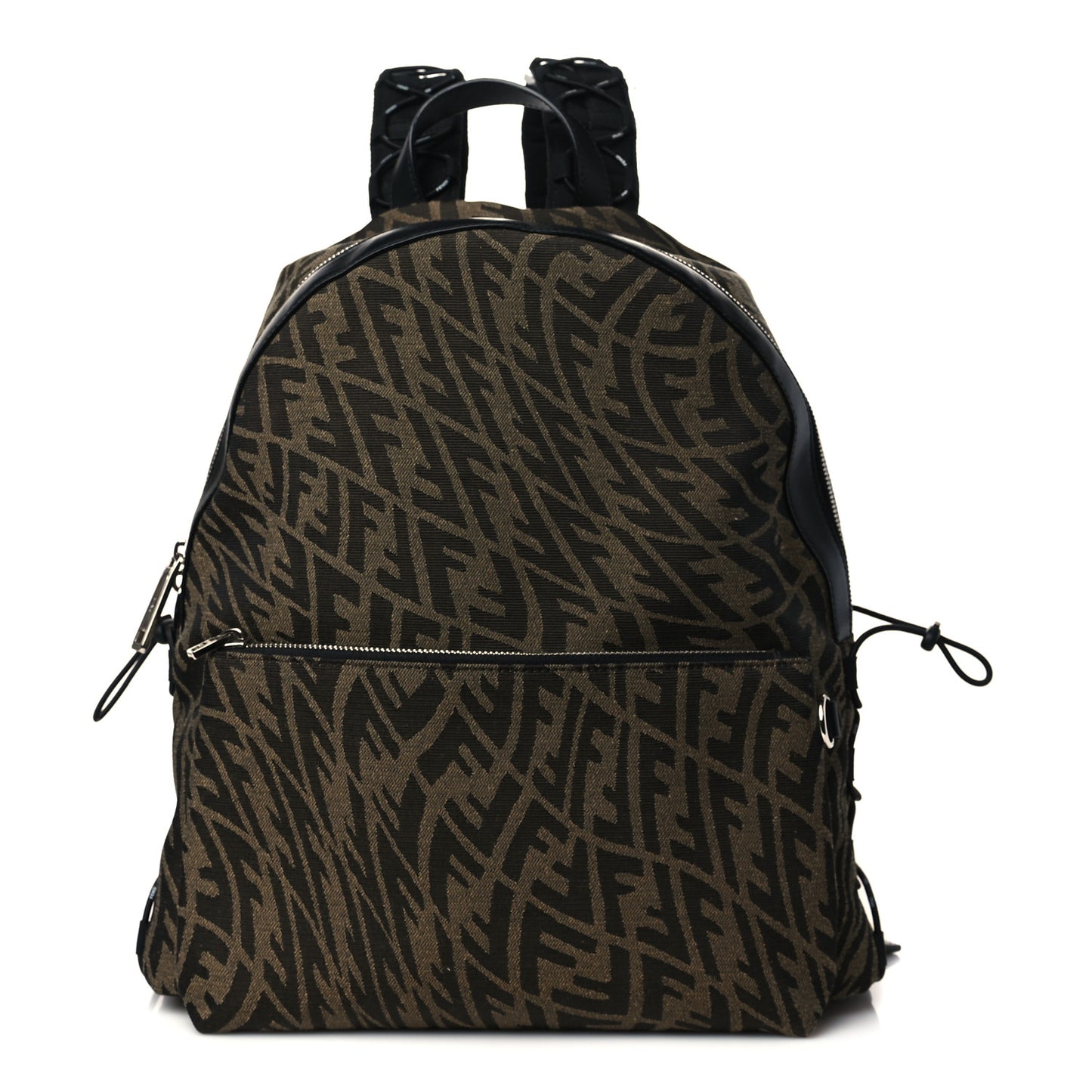 X SARAH COLEMAN Fabric Jacquard Vitello Grace Light Woven Lanyard FF Vertigo Pouch Pocket Backpack Tobacco Moro Black