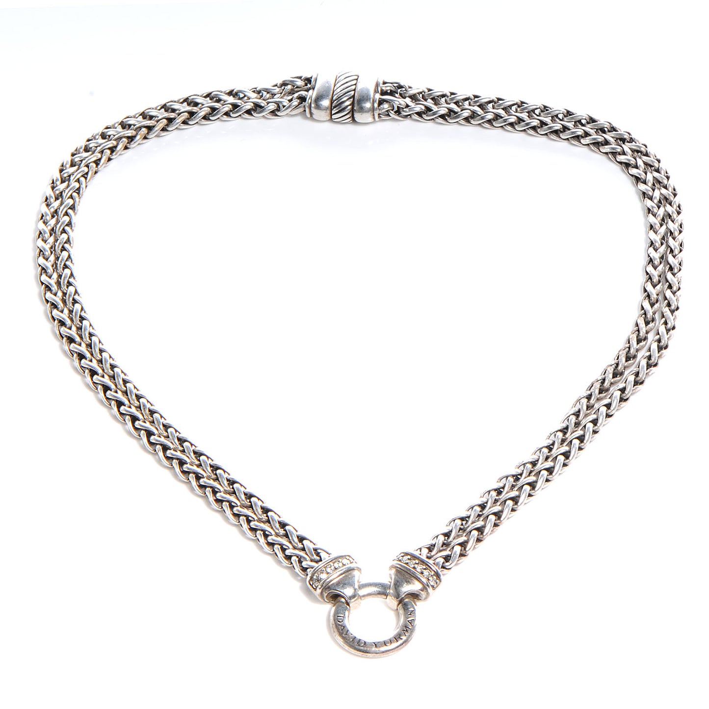 Sterling Silver Diamond 18mm Double Wheat Chain Necklace