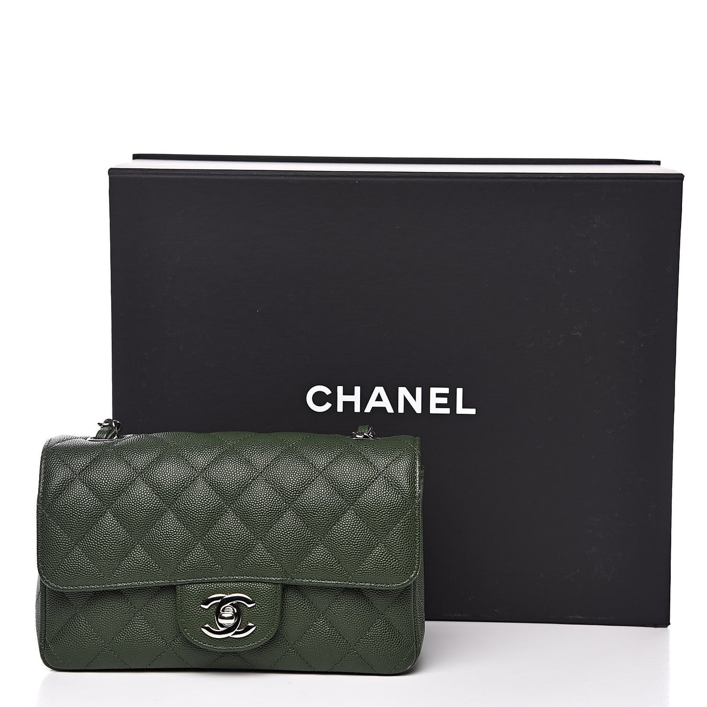 Caviar Quilted Mini Rectangular Flap Green
