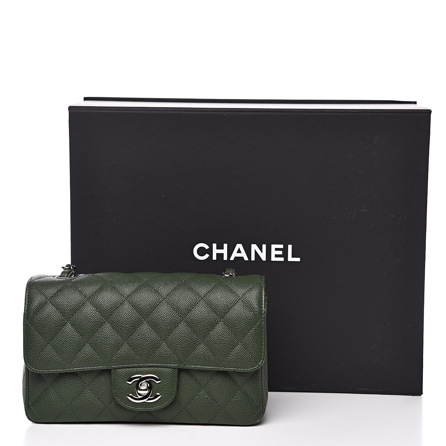 Chanel Caviar Quilted Mini Rectangular Flap Green 12 of 12