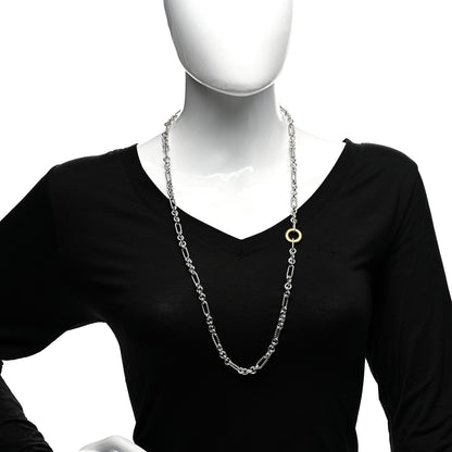 David Yurman Sterling Silver 18K Yellow Gold Figaro Two Tone Link Necklace 2 of 4