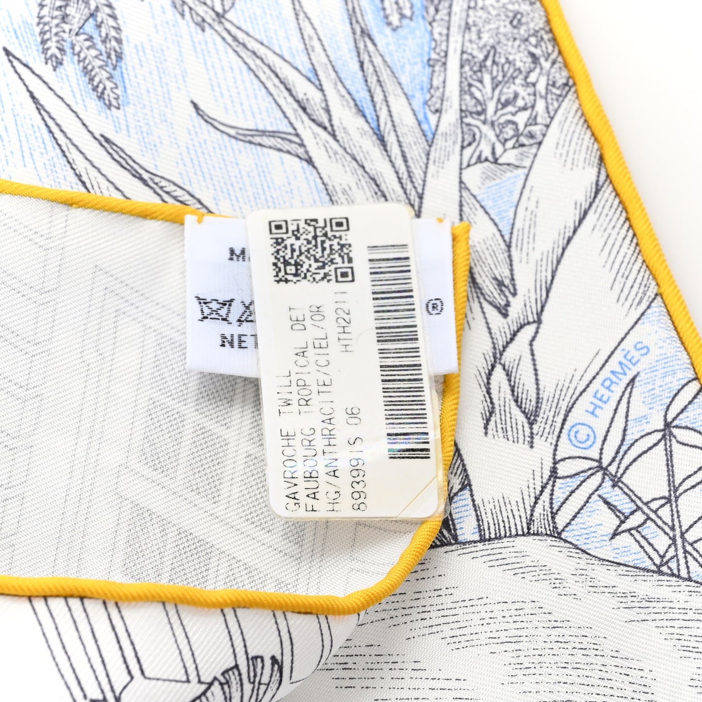 Silk Faubourg Tropical Scarf 45 Anthracite Ciel