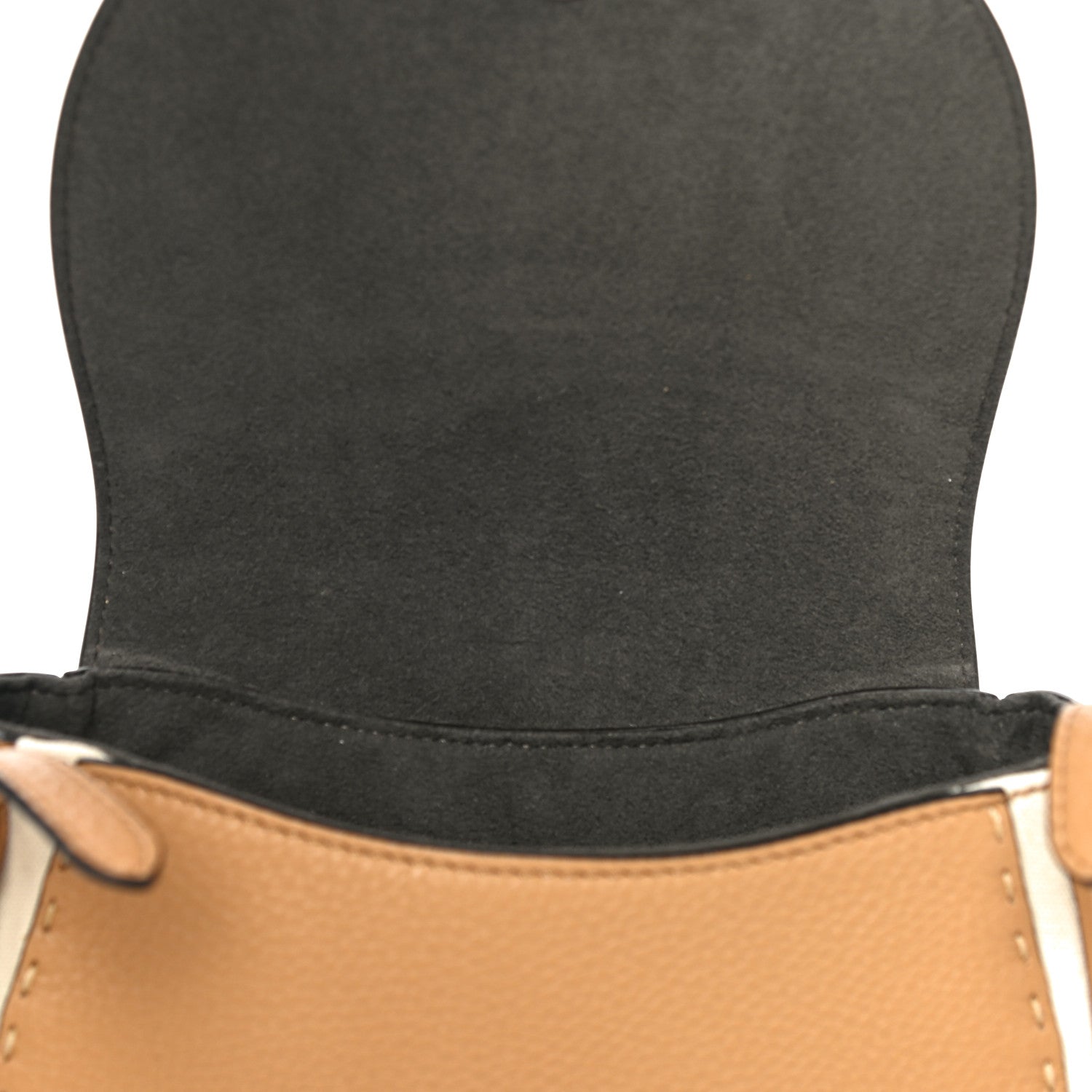Fendi Calfskin Romano Selleria Round Saddle Bag Miele Scuro Grezzo 9 of 9