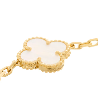 Van Cleef & Arpels 18K Yellow Gold Mother of Pearl 5 Motifs Vintage Alhambra Bracelet 2 of 4