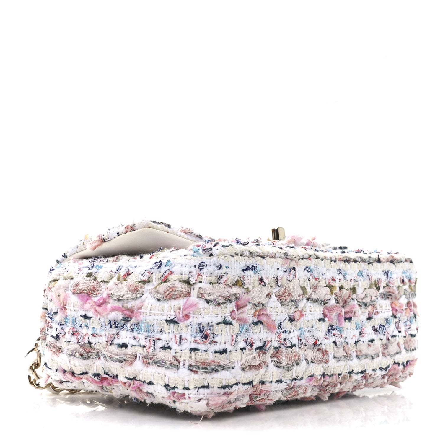 Chanel Tweed Quilted Mini Rectangular Flap Ecru Pink Blue Green 4 of 10