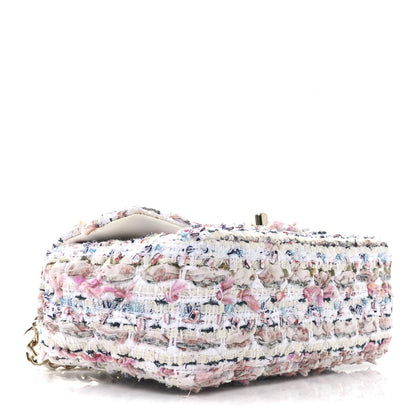 Chanel Tweed Quilted Mini Rectangular Flap Ecru Pink Blue Green 4 of 10