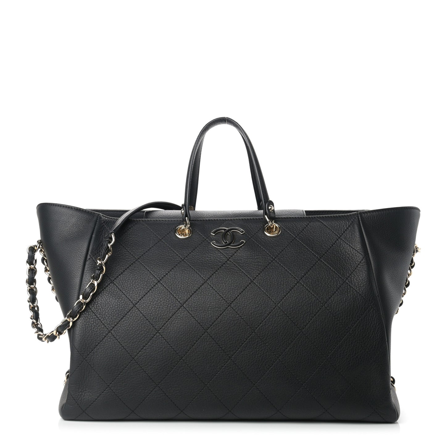 Bullskin Stitched Large Shopping Bag Black