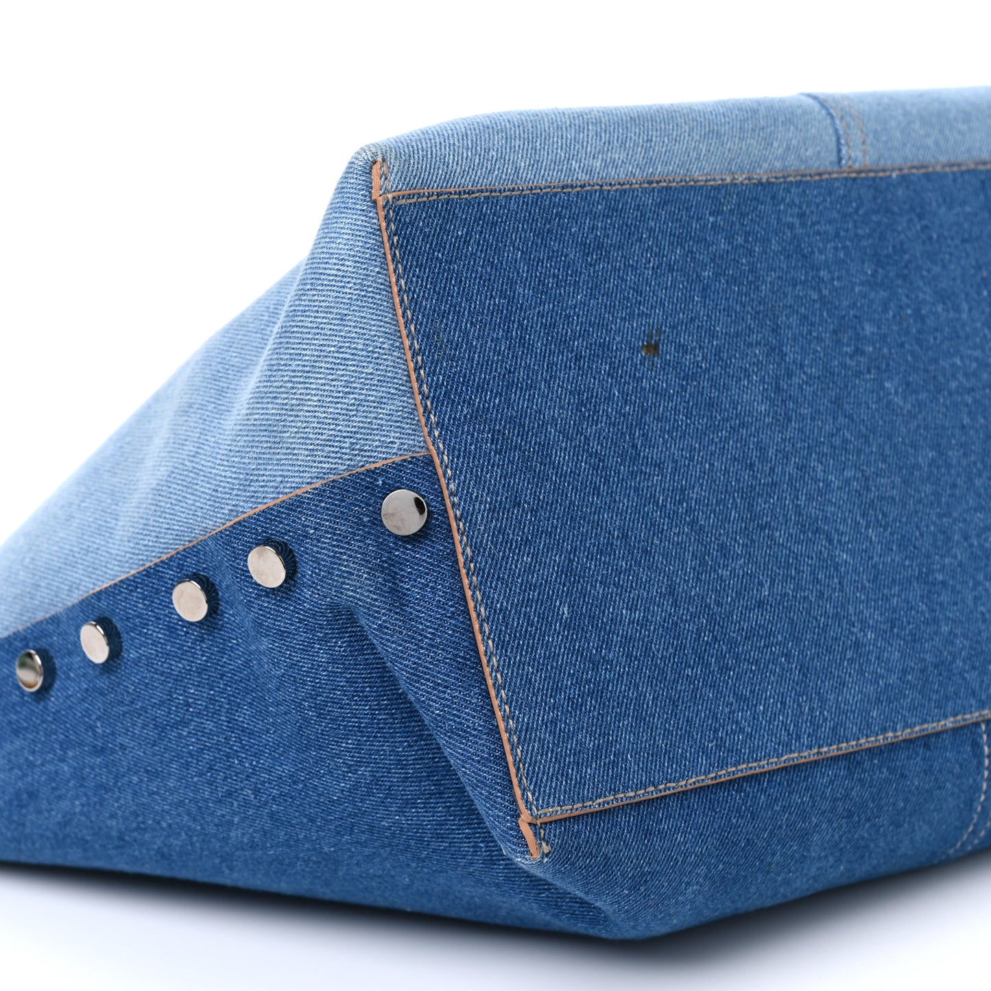 Denim Calfskin Twist East West Tote Blue Black