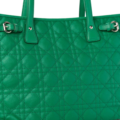 Christian Dior Coated Canvas Cannage Small Panarea Tote Green 10 of 11