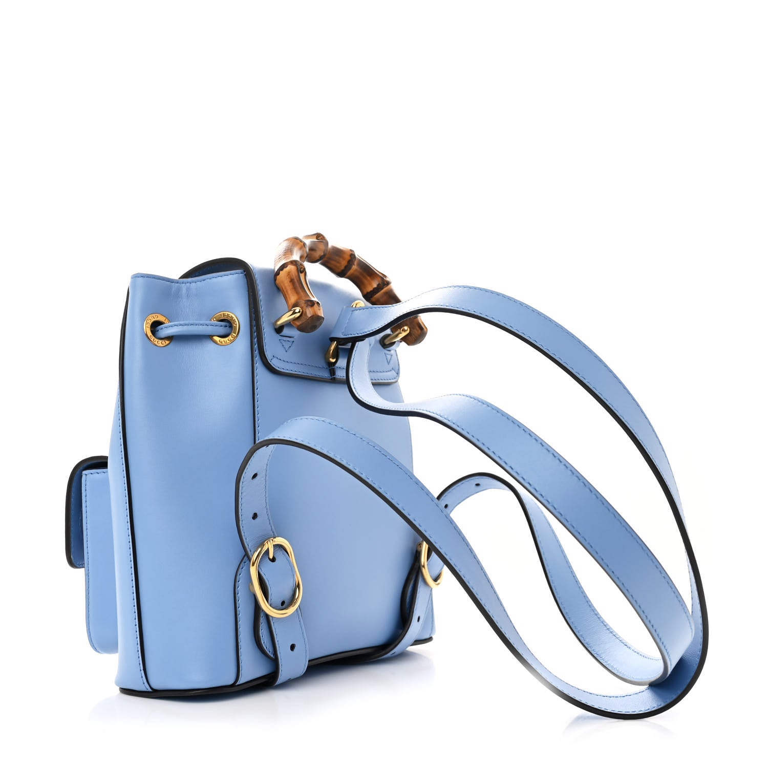 Gucci Calfskin Bamboo Backpack Mineral Blue 3 of 11