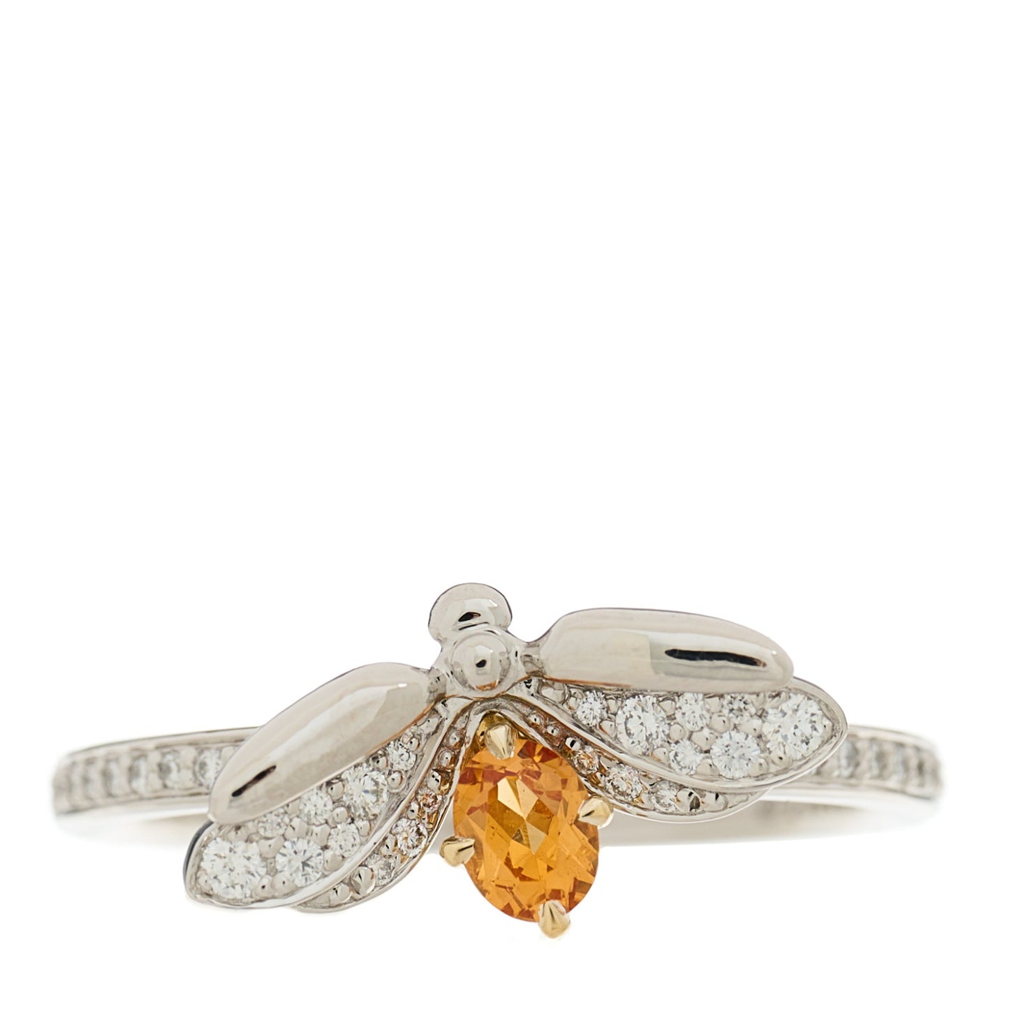 Platinum Diamond Spessartine Paper Flowers Firefly Ring 52 6