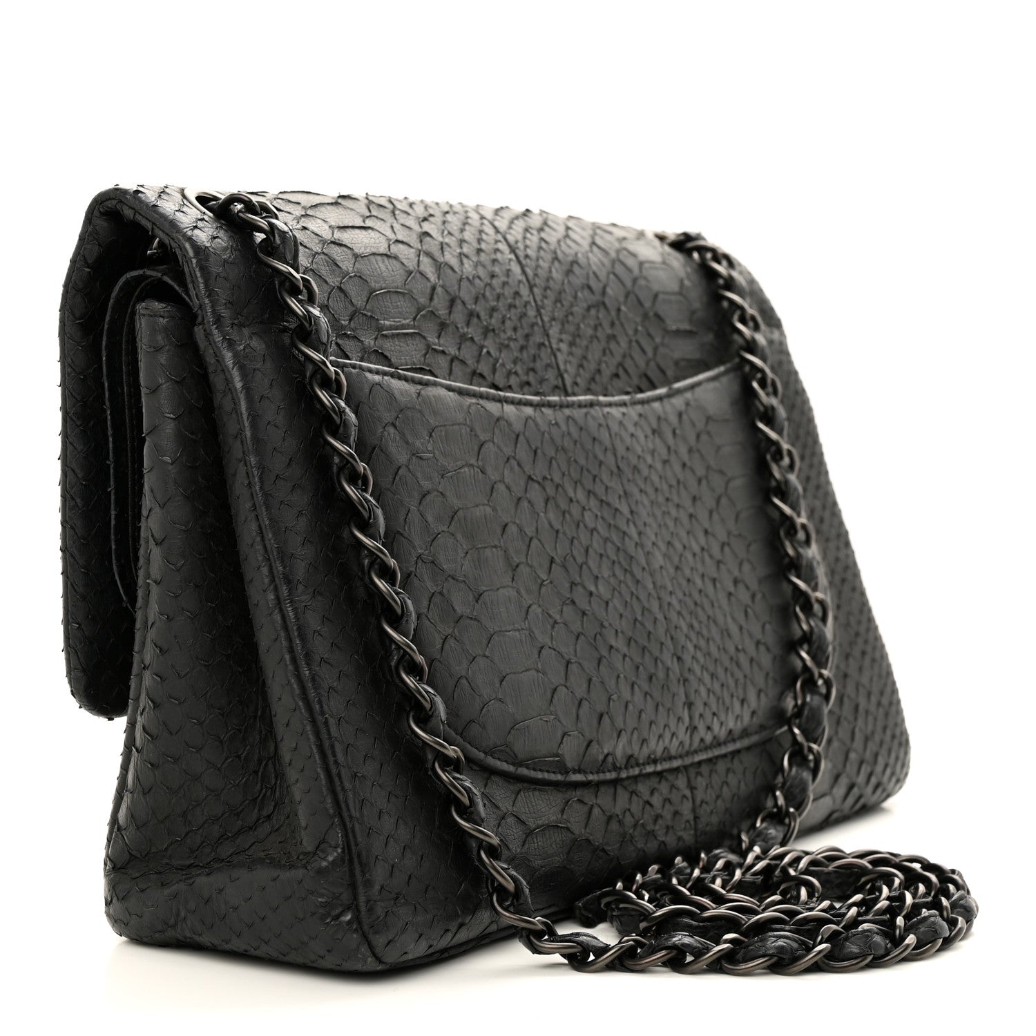 Chanel Snakeskin Jumbo Double Flap So Black 3 of 22