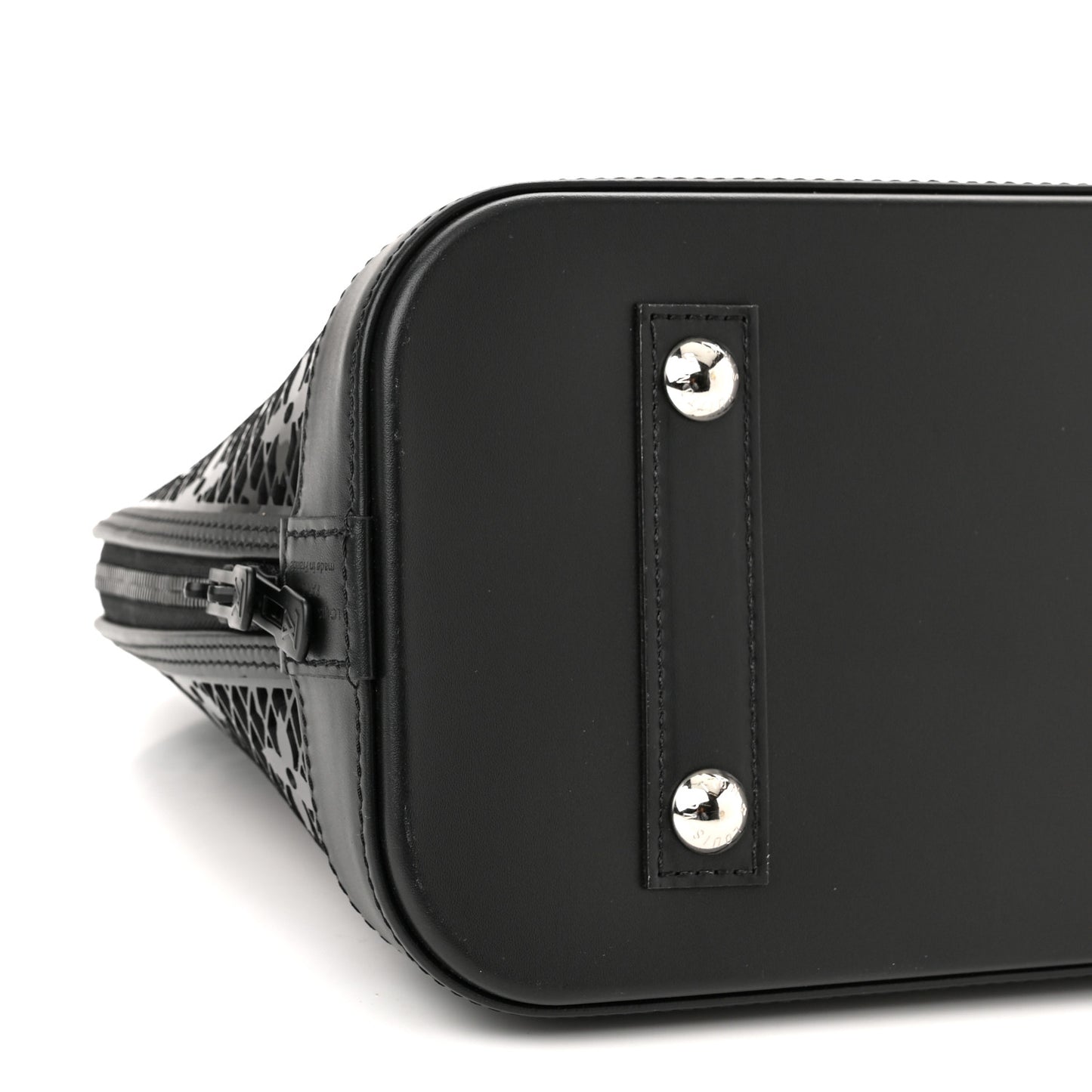Patent Calfskin Laced Monogram Alma PM Black