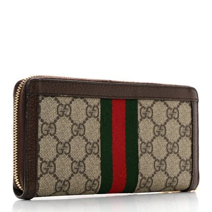 Gucci GG Supreme Monogram Web Ophidia Zip Around Wallet Brown 3 of 8