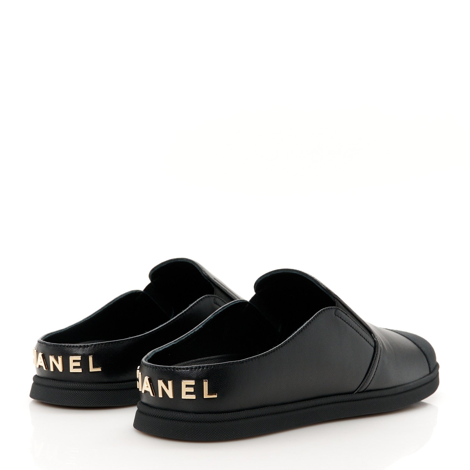 Chanel Lambskin Grosgrain Cap Toe Sneaker Mules 40 Black 10 of 20