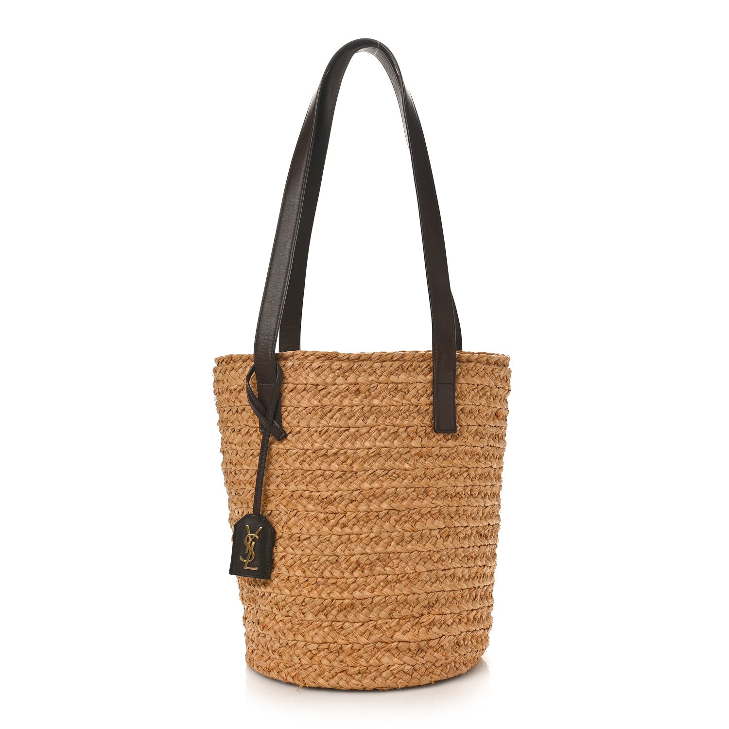 Saint Laurent Raffia Calfskin Small Panier Tote Naturale Nut 1 of 9