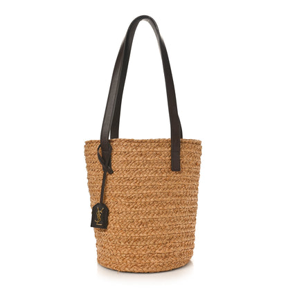 Saint Laurent Raffia Calfskin Small Panier Tote Naturale Nut 1 of 9