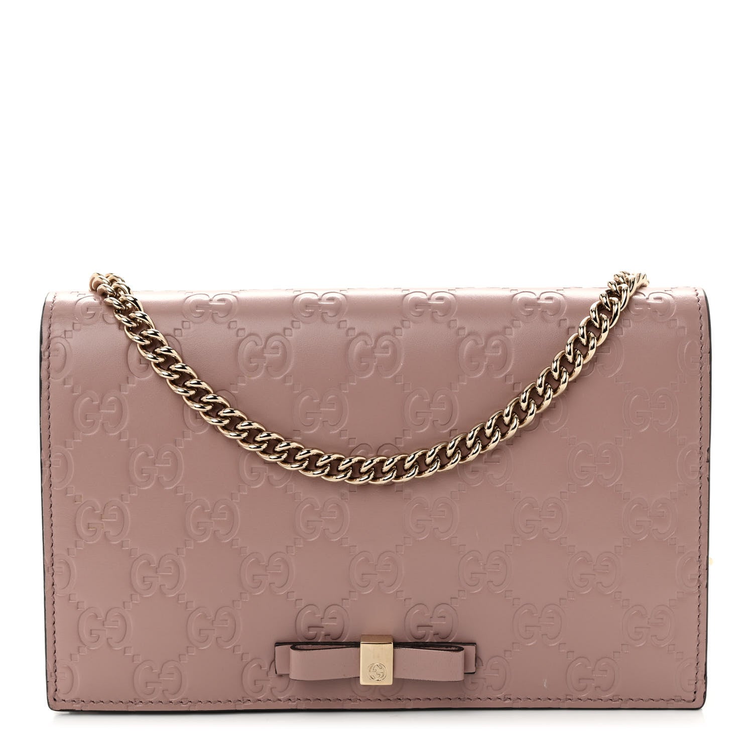 Gucci Guccissima Signature Bowy Chain Wallet Dark Cipria 1 of 10