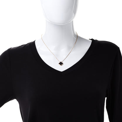 Van Cleef & Arpels 18K Yellow Gold Black Onyx Vintage Alhambra Pendant Necklace 2 of 7