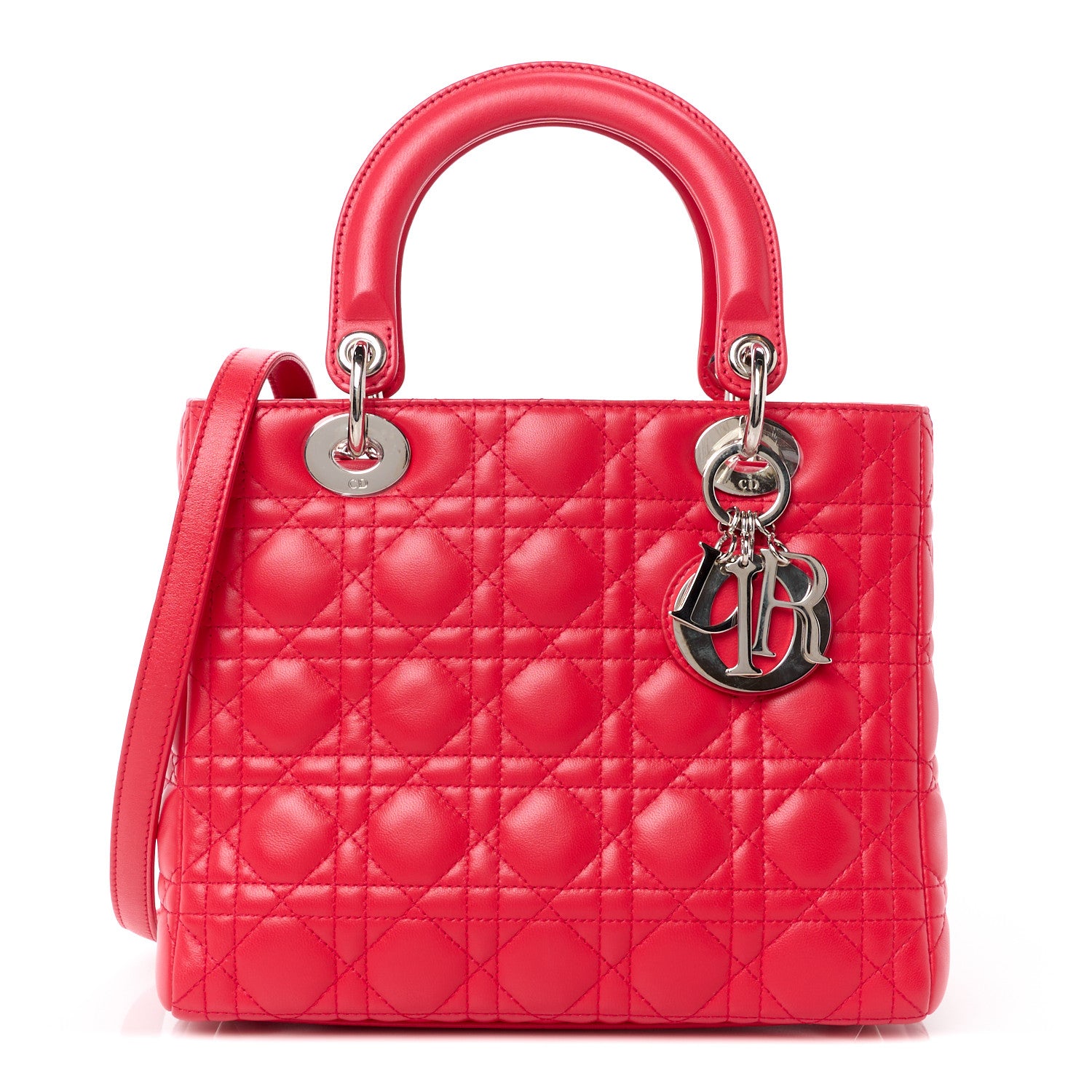 Christian Dior Lambskin Cannage Medium Lady Dior Red 1 of 11